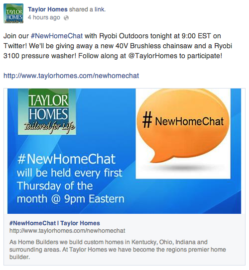 Taylor Homes Facebook page